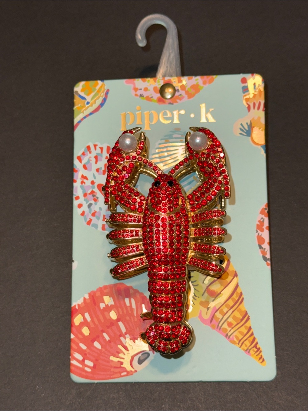 Piper•k Sparkly Red Crystal and Gold Lobster Hair Clip
